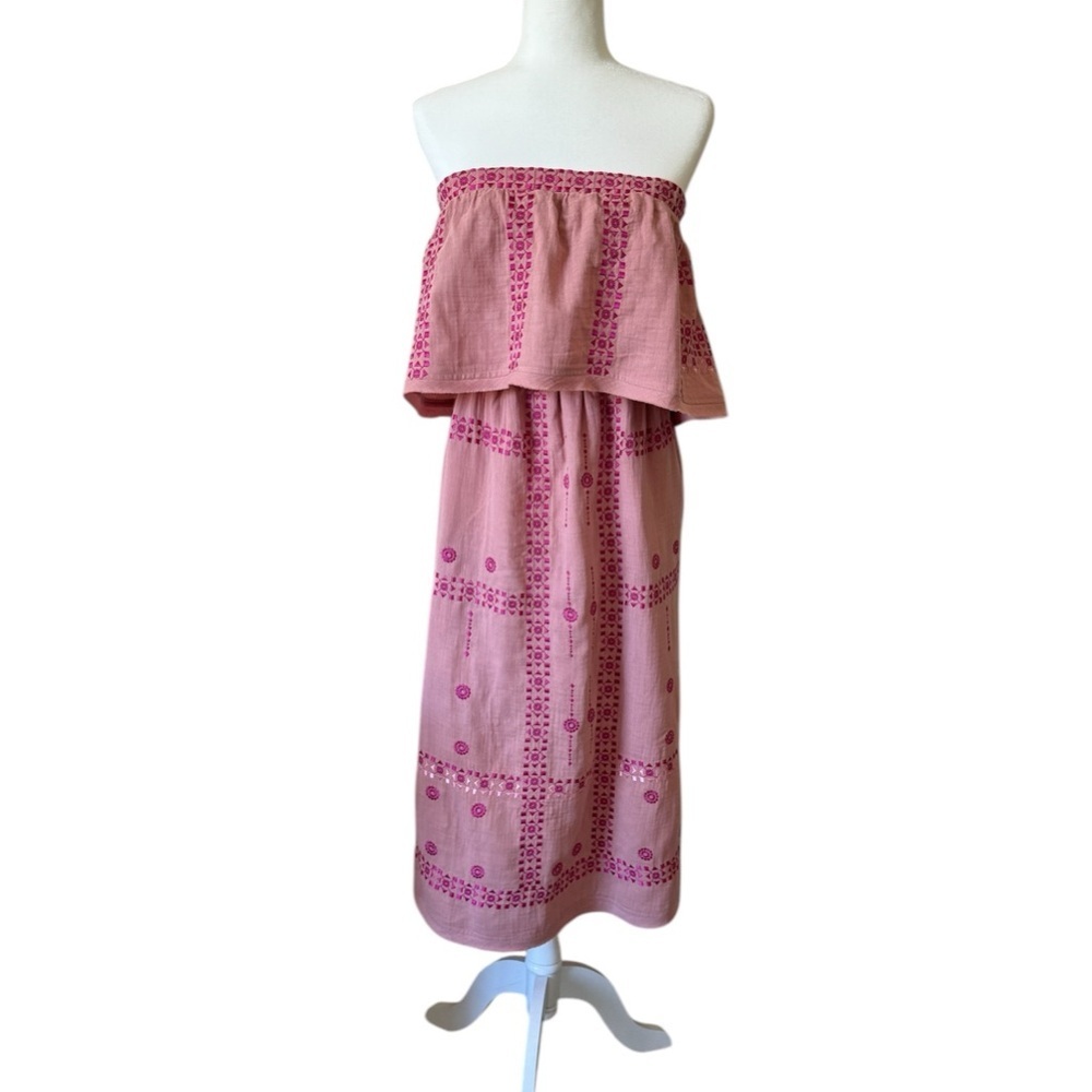 Pink Strapless Midi Dress